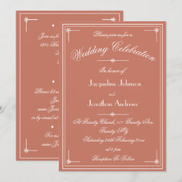 Convite Casamento Simples Clássico Terracota Branco Tudo E