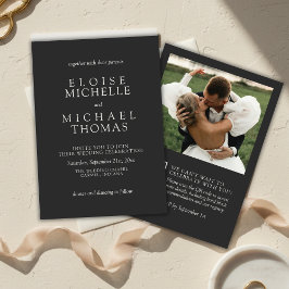 Convite Casamento Simples Código QR Foto Carvão Clássico