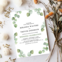 Casamento Simples com Eucalipto em Aquarela
