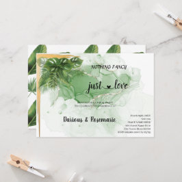 Convite Casamento Simples com Palmeira Tropical Apenas Amo