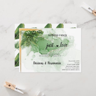 Convite Casamento Simples com Palmeira Tropical Apenas Amo