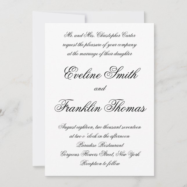Convite Casamento simples com script de caligrafia moderno (Frente)