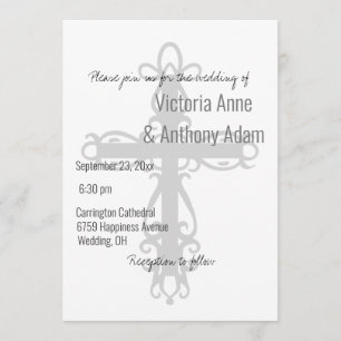 Convite Casamento Simples Cristão Cruzado Religioso