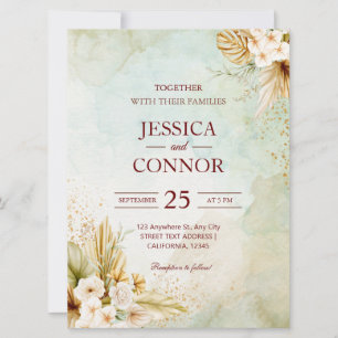 Convite Casamento Simples de Aquarela de Outono de Orçamen
