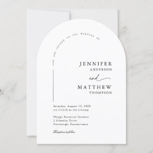 Convite Casamento Simples de Arch Boho com Código QR RSVP