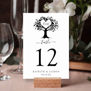 Convite Casamento Simples de Árvores do Coração em Mono