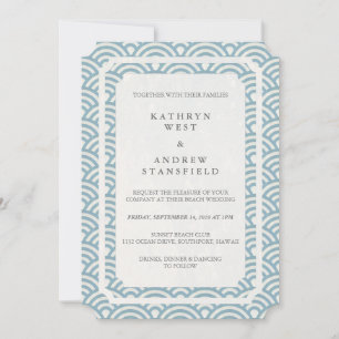 Convite Casamento Simples de Azul Mole + Praia Branca