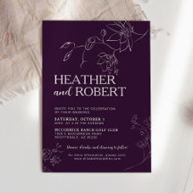 Casamento Simples De Boho Botânico Floral Roxo Mod
