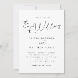 Convite Casamento Simples de Caligrafia Moderna em Preto e