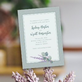 Convite Casamento Simples de Cerimônia Eucalyptus Deixa