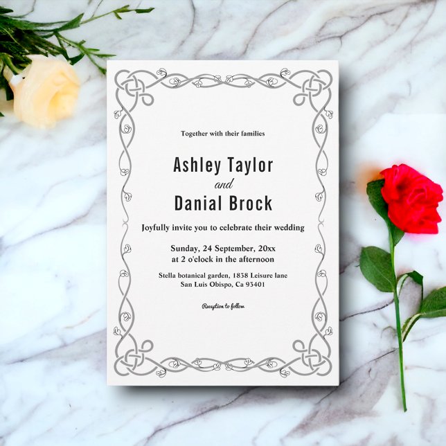 Convite Casamento Simples De Chic Preto E Branco (Criador carregado)