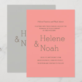 Convite Casamento simples de cinzas modernas de coral chic