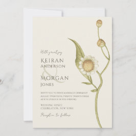 Convite Casamento Simples de Daisy Boho de Flor Selvagem M