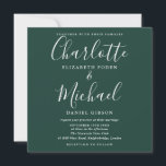 Convite Casamento Simples de Esmeralda Verde<br><div class="desc">Apresentando nomes elegantes de estilo de assinatura,  este convite de casamento de na moda pode ser personalizado com seus detalhes de casamento em tipografia moderna em um fundo verde esmeralda. Você pode personalizar a cor de fundo para corresponder ao seu tema de casamento. Projetado por Thisnotme©</div>