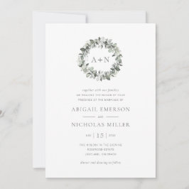 Convite Casamento Simples de Eucalipto em Aquarela