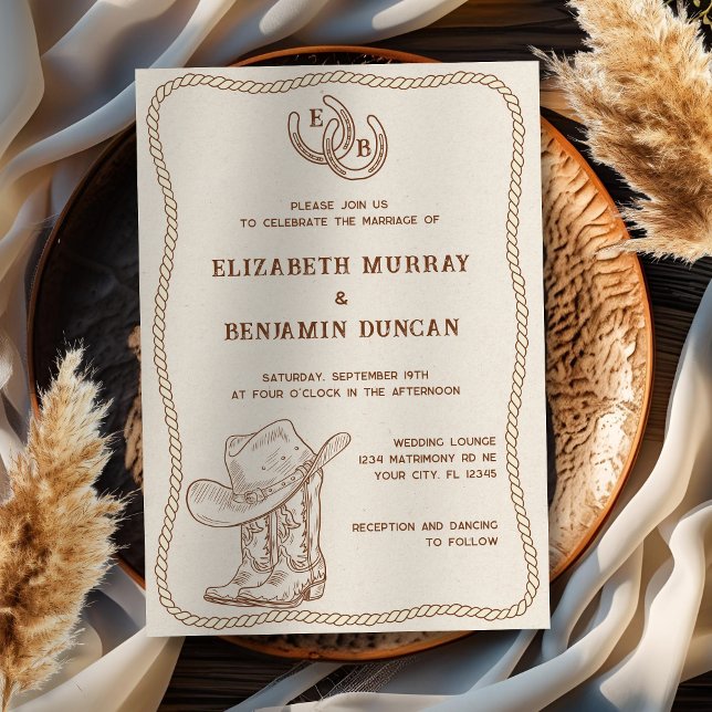 Convite Casamento Simples de Ferradura Ocidental em Monogr (Criador carregado)