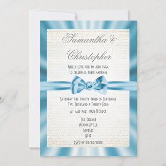 Convite Casamento simples de fita azul clara