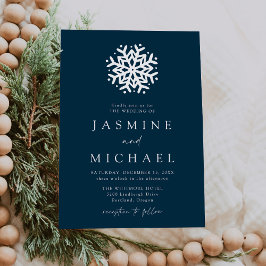 Convite Casamento Simples de Floco de Neve Azul Marinho