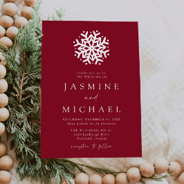 Convite Casamento Simples de Floco de Neve Borgonha