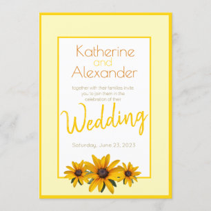 Convite Casamento Simples de Flor Amarelo primavera Verão