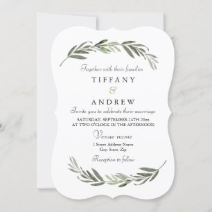 Convite Casamento Simples de Folha Elegante Moderna