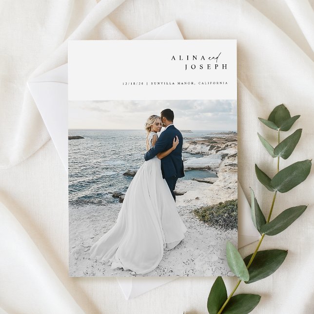 Convite Casamento Simples de Foto na Praia com Orçamento S (Criador carregado)