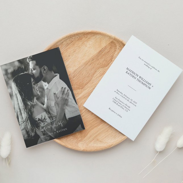 Convite Casamento Simples de Fotografia do Script Elegante (Criador carregado)