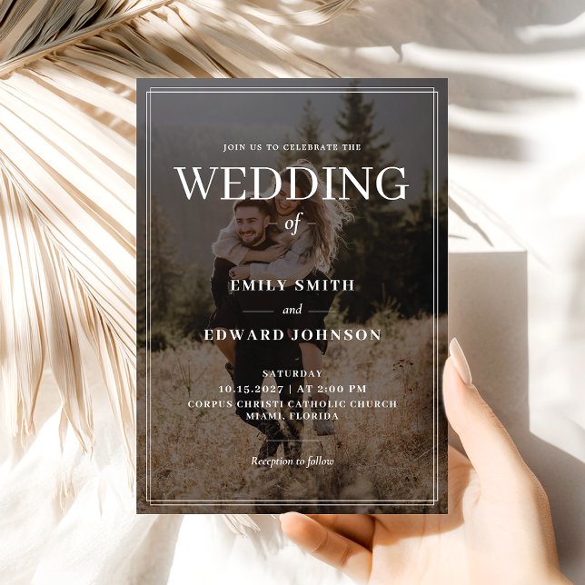 Convite Casamento Simples De Fotografias De Sobreposição E (Criador carregado)