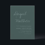 Convite Casamento Simples de Fotografias Emerald Green<br><div class="desc">Personalize este convite para o Boho Simples Elegante Emerald Green e Sage Na moda com sua mensagem e detalhes com uma foto elegante no verso. Este convite minimalista inclui a tipografia da escrita à mão na moda com uma cor moderna para a celebração especial do dia do casamento.</div>