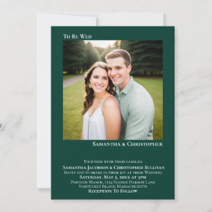Convite Casamento Simples de Fotografias Emerald Verde Mod
