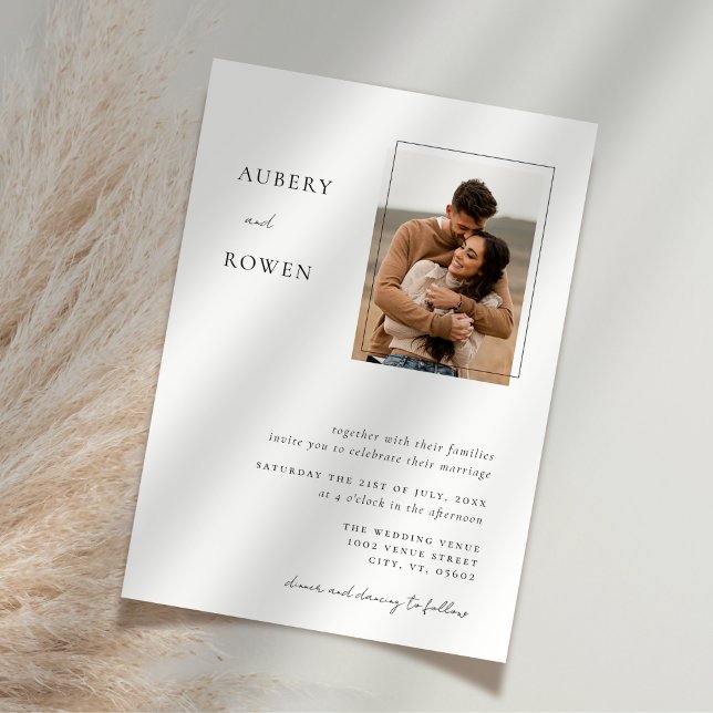 Convite Casamento Simples de Fotografias Preto e Branco El (Criador carregado)