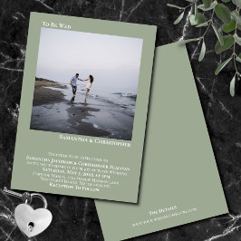 Convite Casamento Simples de Fotografias Verdes no Moderno