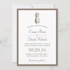 Convite Casamento Simples de Fronteira Vintage Pineapple
