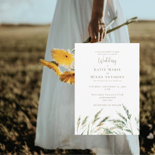 Convite Casamento Simples de Grama de Água de Boho Moderno