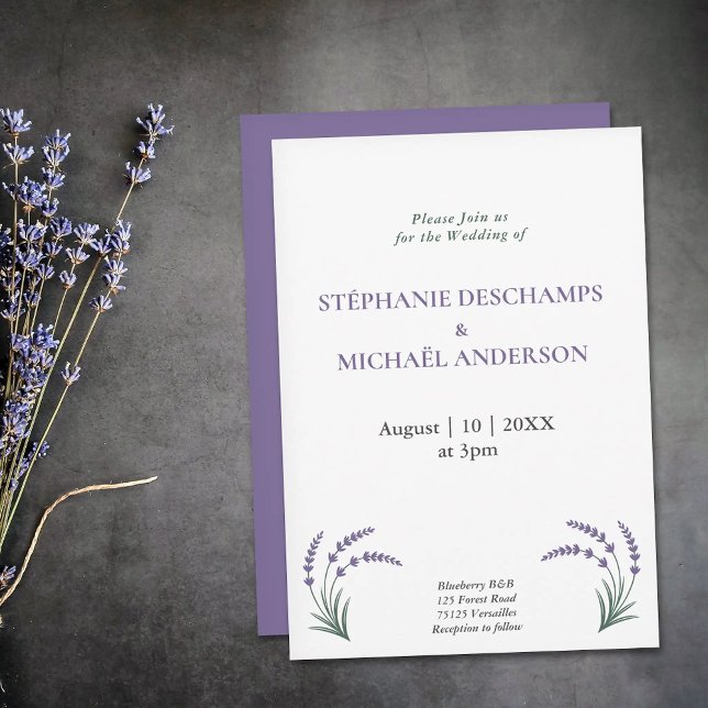 Convite Casamento Simples de Lavanda (Simple Lavender Wedding Invitation)
