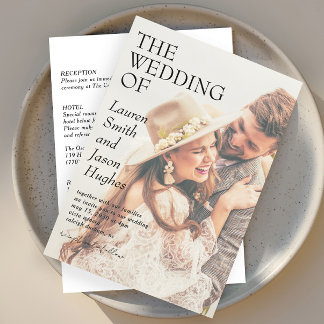 Convite Casamento Simples de Negra e Branca