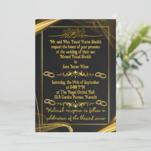 Convite casamento simples de nikah com borda