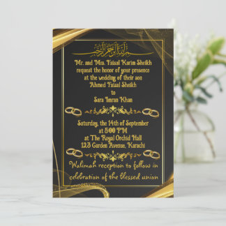 Convite casamento simples de nikah com borda