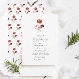 Convite Casamento Simples De Outono De Flor De Queda