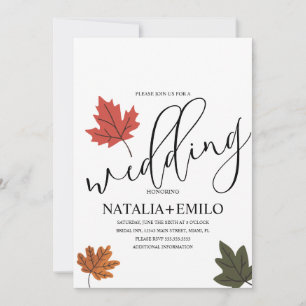 Convite Casamento Simples de Outono Folha 