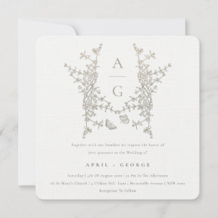 Convite Casamento Simples de Paixão Botânico Elegante