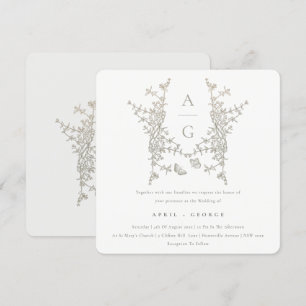 Convite Casamento Simples de Paixão Botânico Elegante