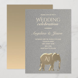 Convite Casamento Simples de Prata e Ouro