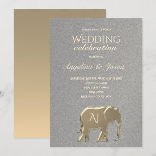 Convite Casamento Simples de Prata e Ouro