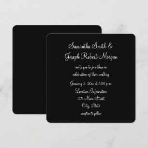 Convite Casamento Simples de Preto e Branco