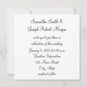 Convite Casamento Simples de Preto e Branco