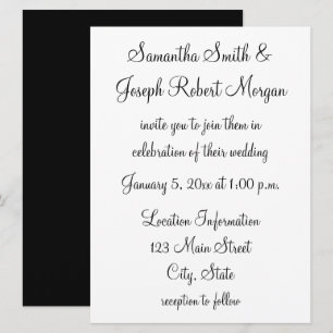 Convite Casamento Simples de Preto e Branco
