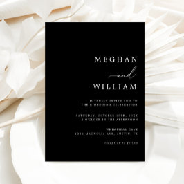 Convite Casamento Simples de Preto e Branco Minimalista