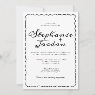 Convite Casamento Simples de Quadros Brancos e Pretos