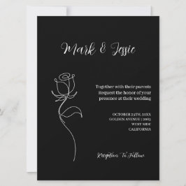 Convite Casamento Simples de ROE Preto e Branco